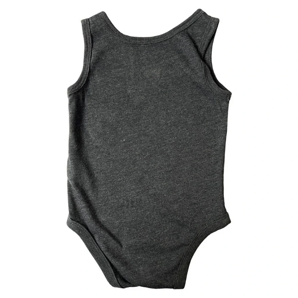 Garanimals 12 Months Baby Bodysuit Dark‎ Heather Grey Sleeveless Muscle Playful